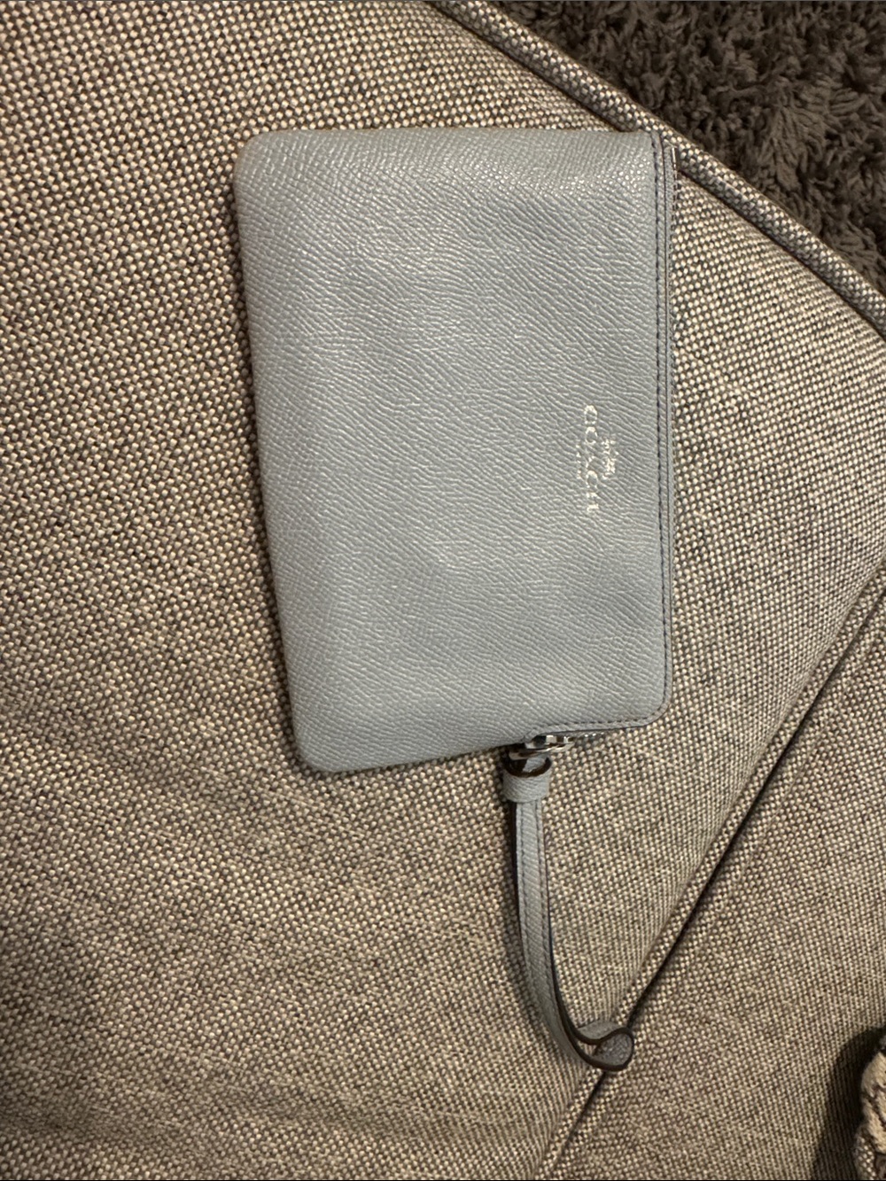 COACH Grey Pebbled Leather Wristlet Wallet